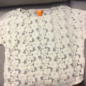 Joe Fresh ivory lace top sz L